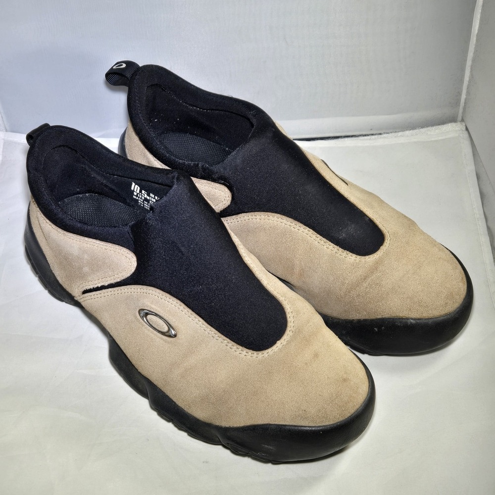 Oakley Flesh Shoes Mens 10.5 Womens 12 Tan Beige Suede Leather Bottlecap Vintage